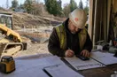 A site contractor working out a rate card and a customer invoice at a workbench, in a natural documentary style.