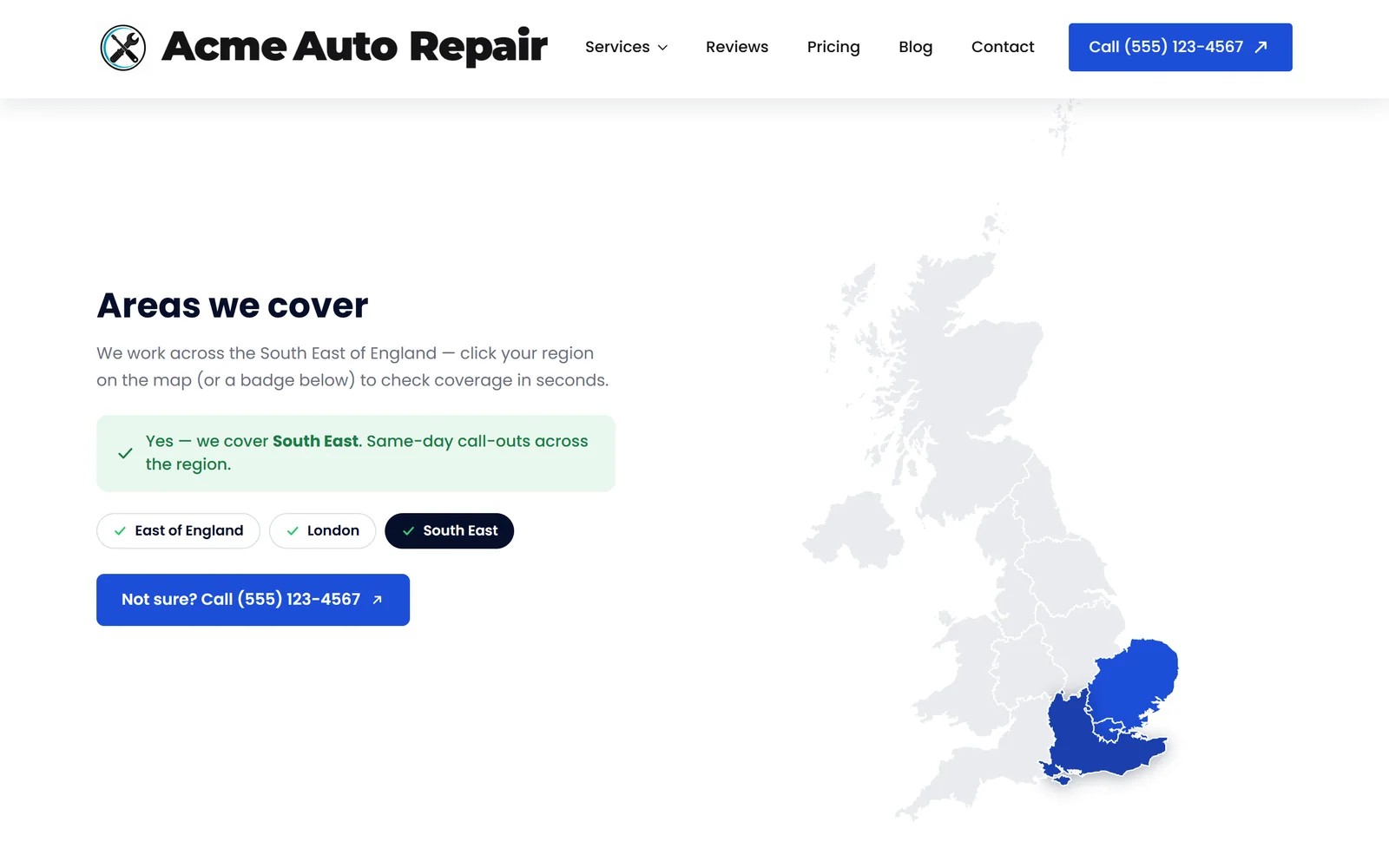 Service-area map — a real page from a site we build