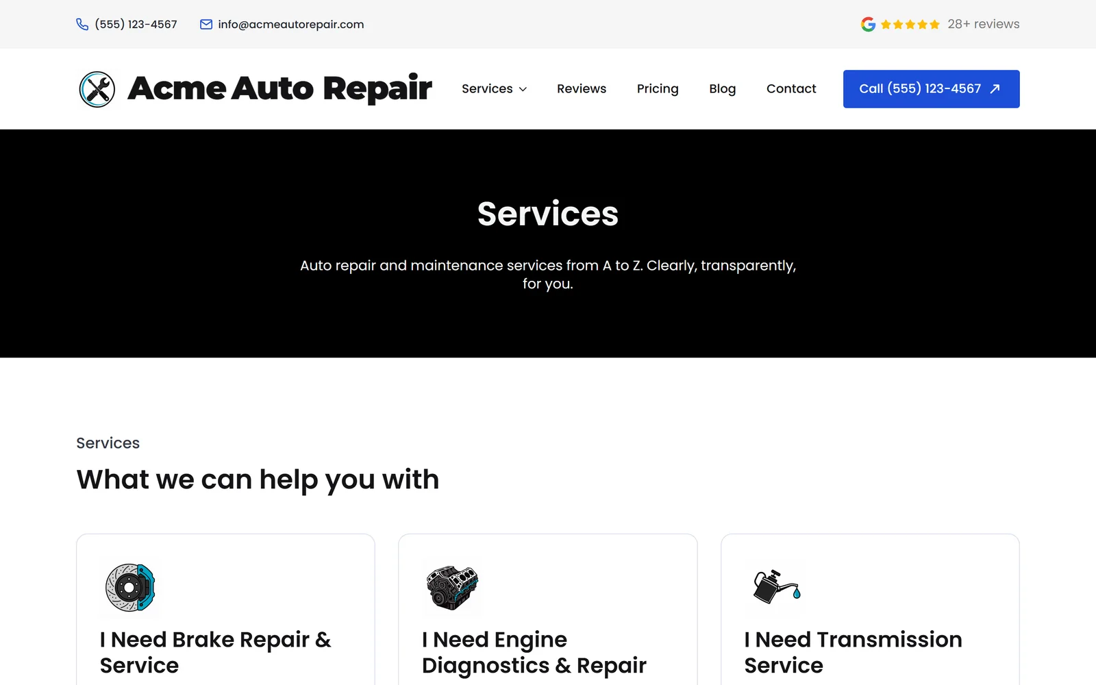 Service pages — a real page from a site we build