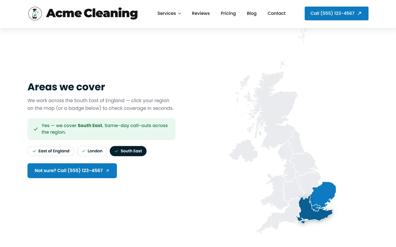 Service-area map — a real page from a site we build