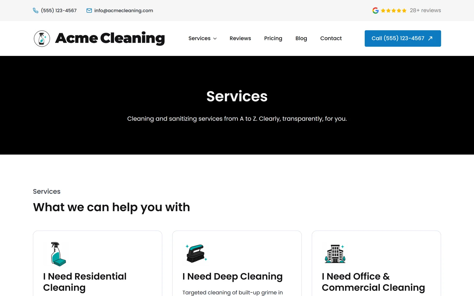 Service pages — a real page from a site we build
