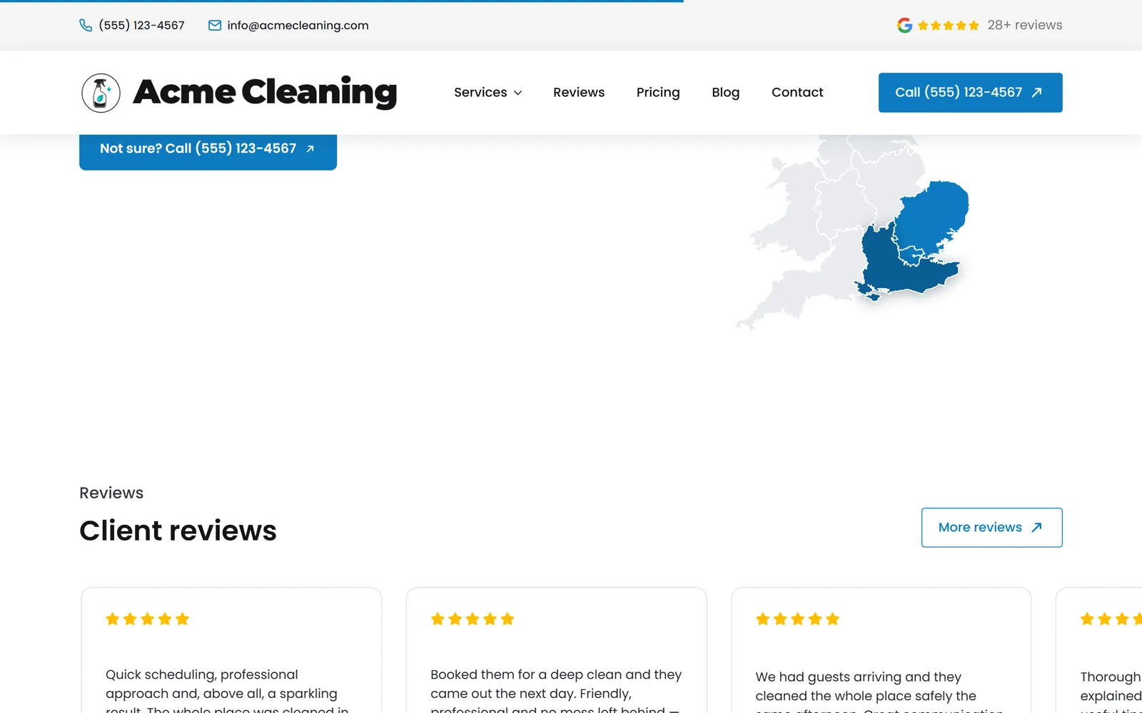 Reviews & trust — a real page from a site we build