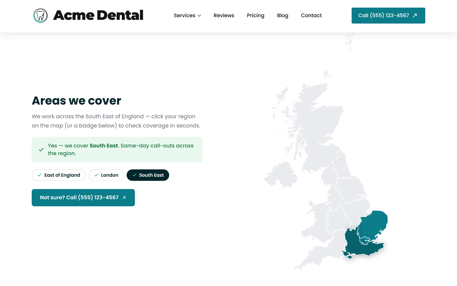Service-area map — a real page from a site we build