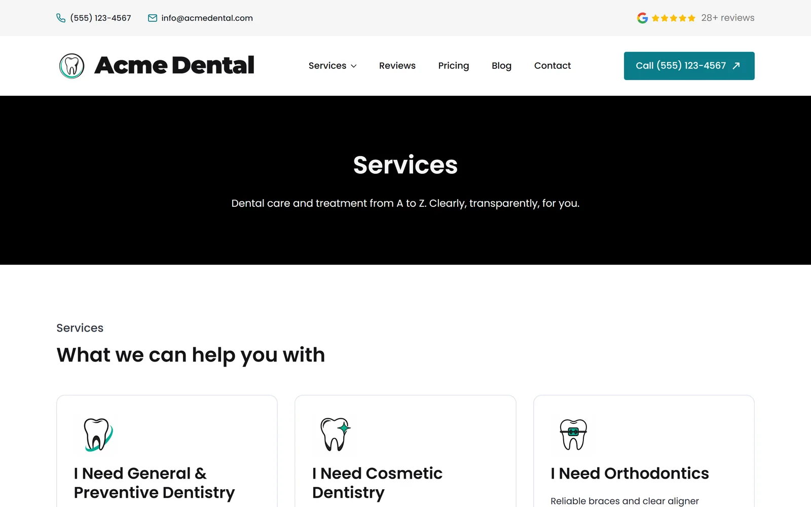 Service pages — a real page from a site we build