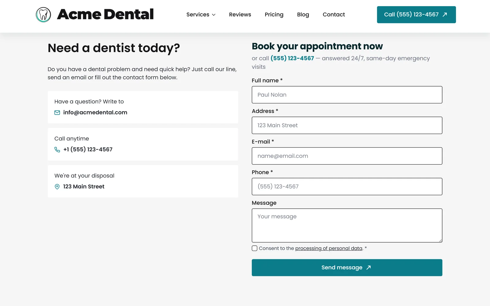 Online booking — a real page from a site we build