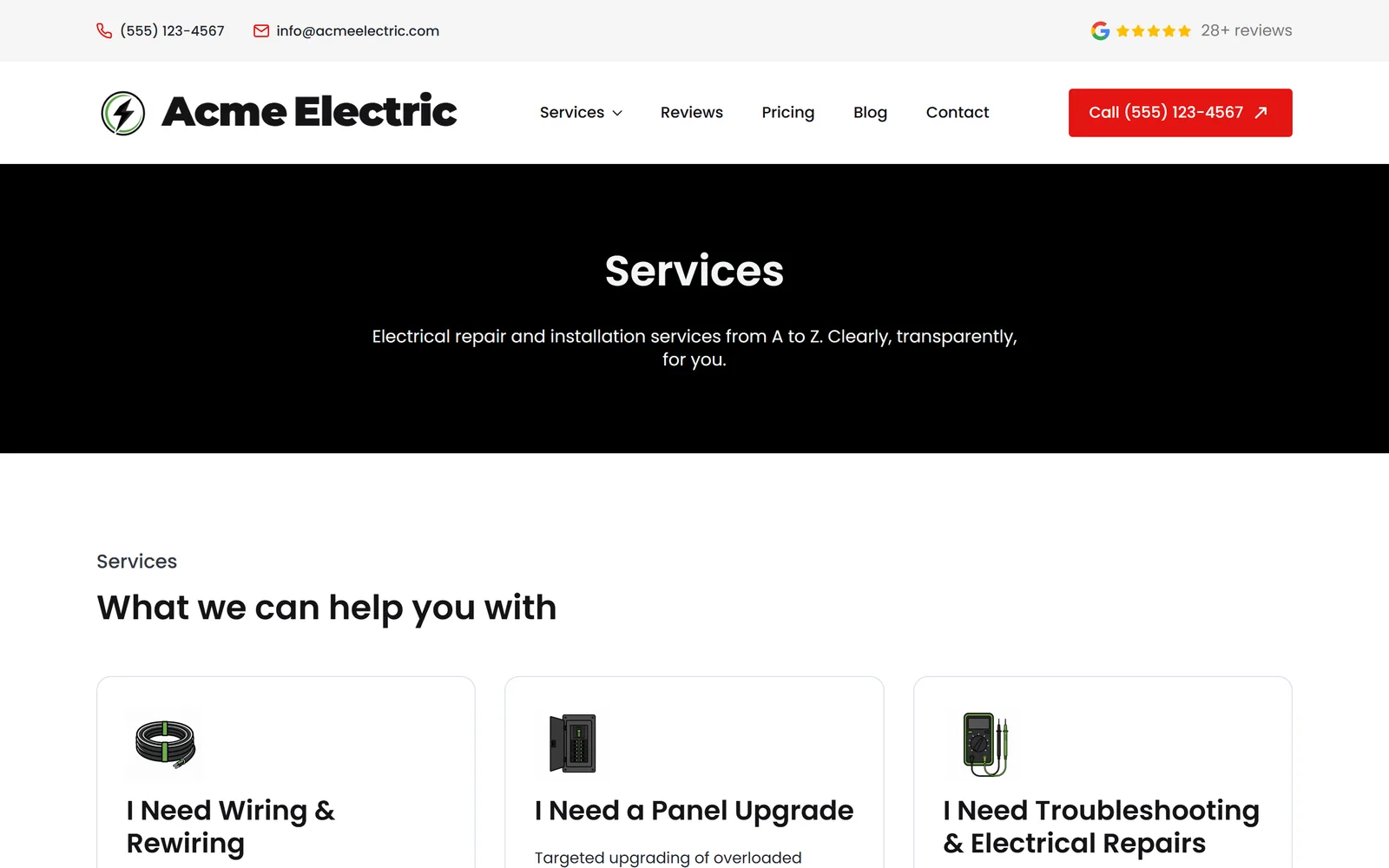 Service pages — a real page from a site we build