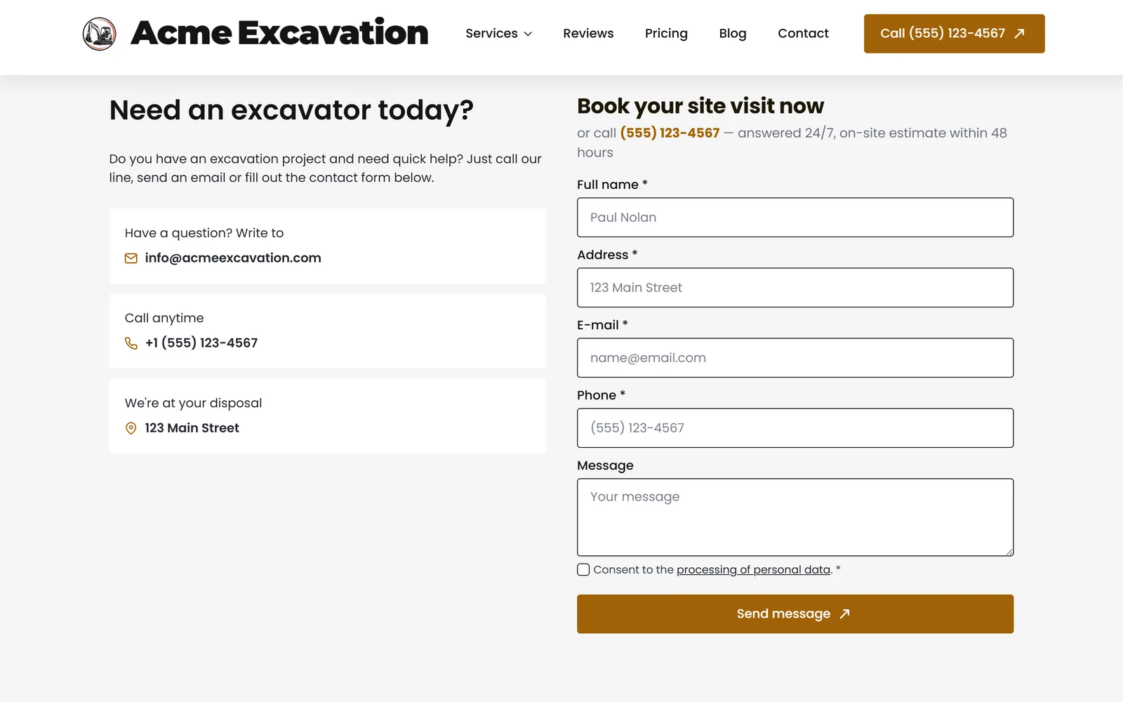 Online booking — a real page from a site we build