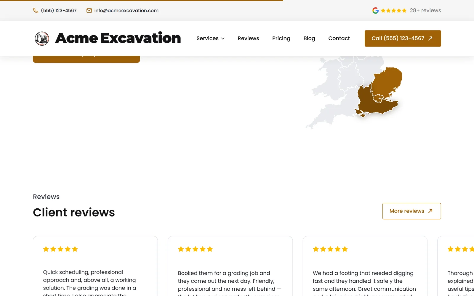 Reviews & trust — a real page from a site we build