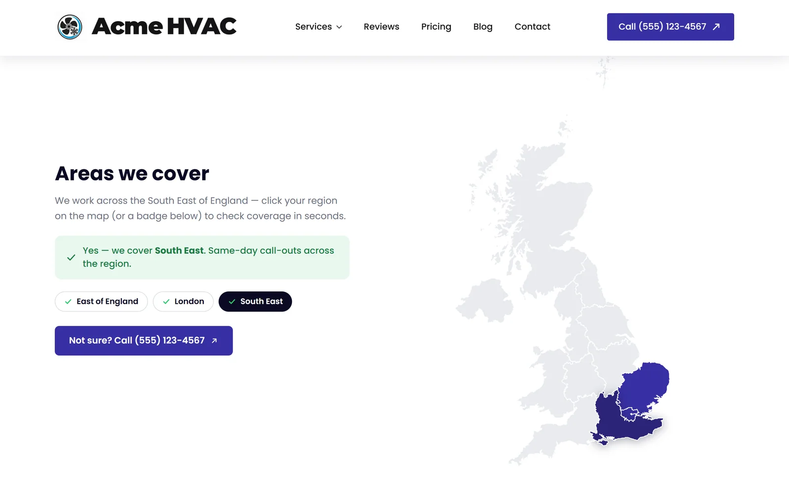 Service-area map — a real page from a site we build