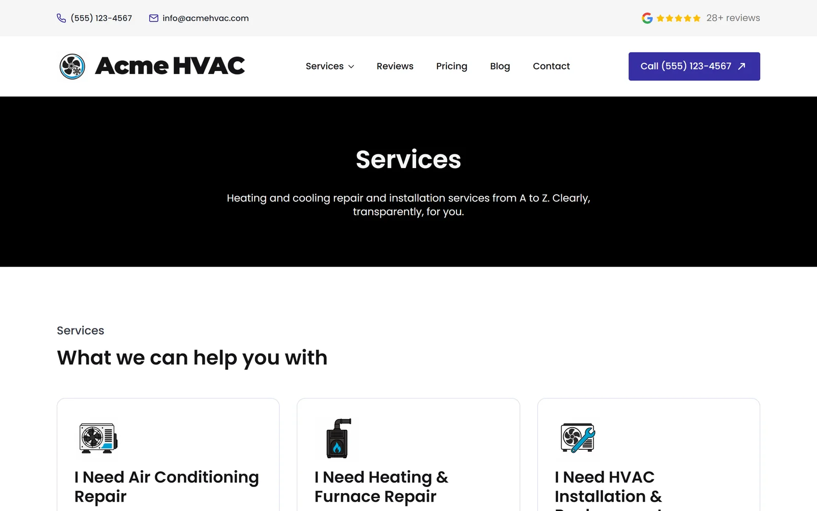 Service pages — a real page from a site we build
