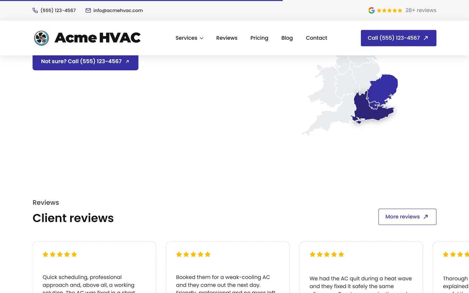 Reviews & trust — a real page from a site we build