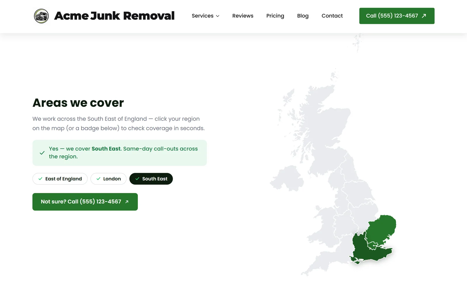 Service-area map — a real page from a site we build