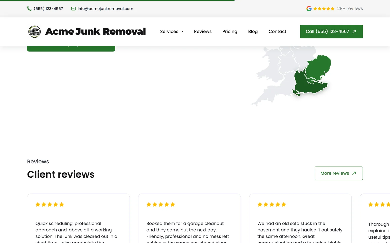 Reviews & trust — a real page from a site we build