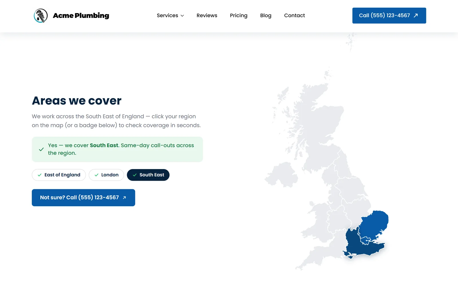 Service-area map — a real page from a site we build
