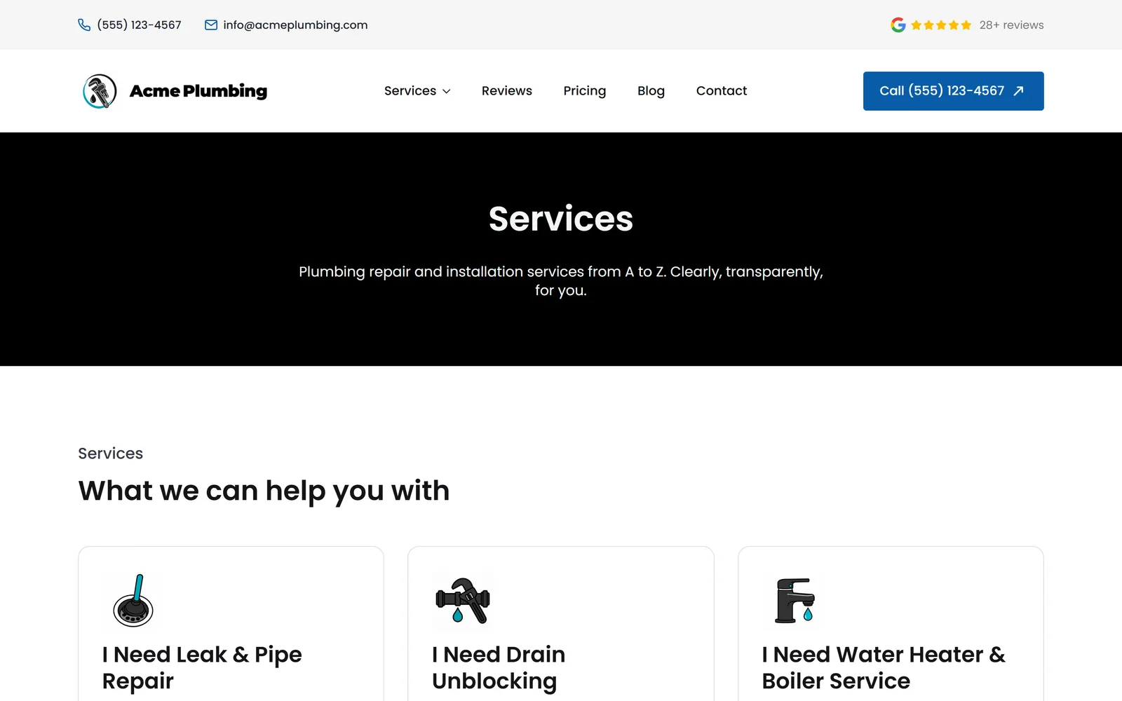 Service pages — a real page from a site we build
