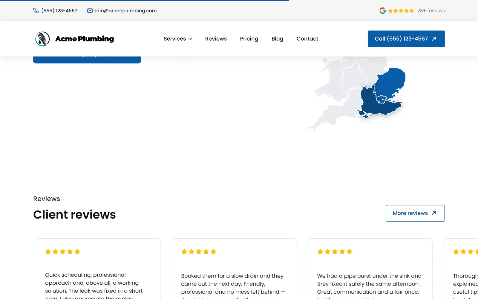 Reviews & trust — a real page from a site we build