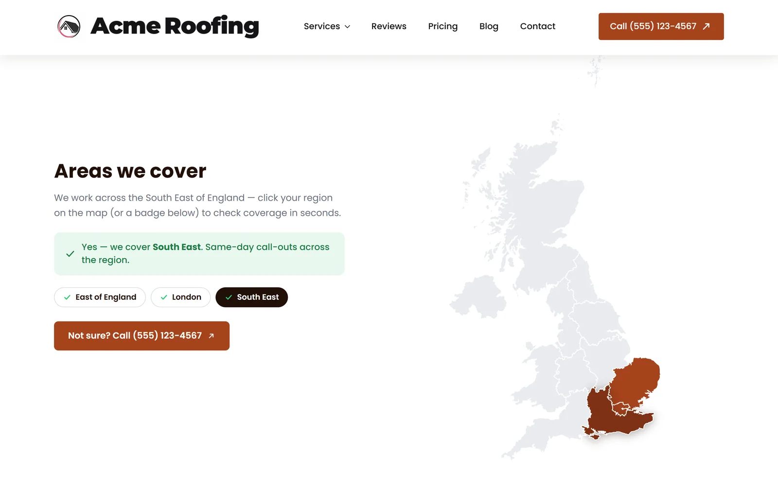 Service-area map — a real page from a site we build