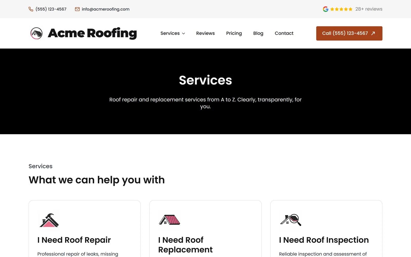 Service pages — a real page from a site we build