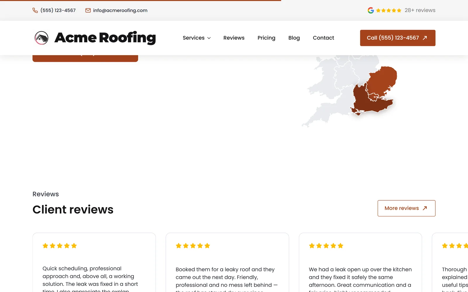 Reviews & trust — a real page from a site we build