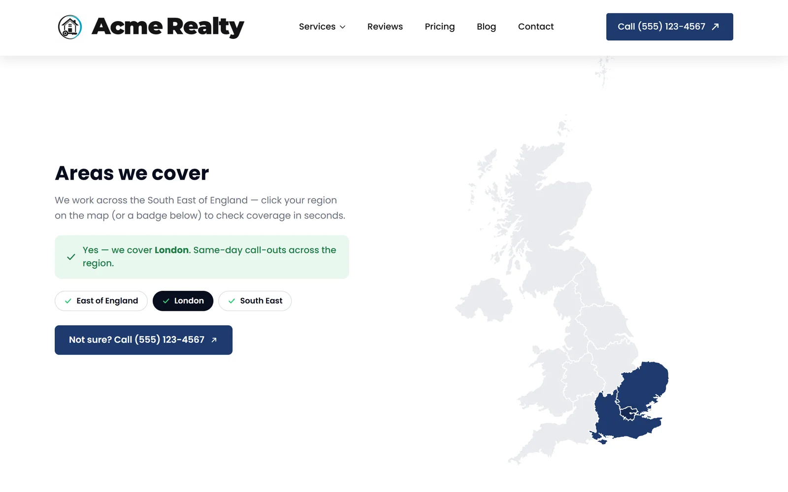 Service-area map — a real page from a site we build