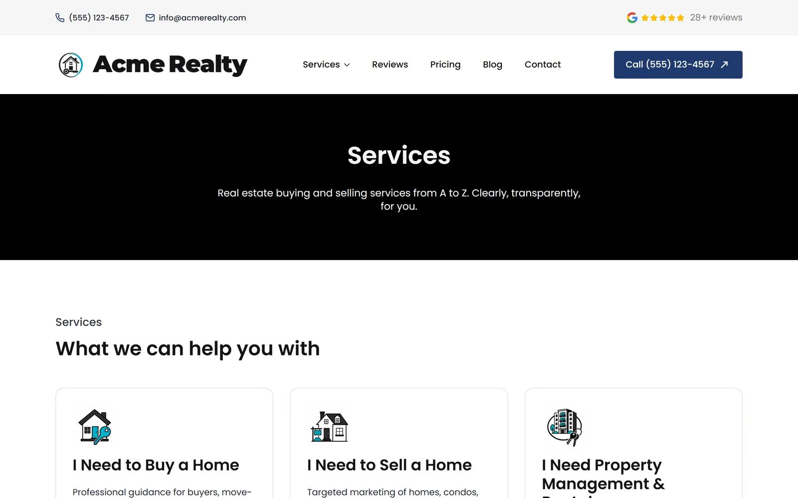 Services & specialties — a real page from a site we build