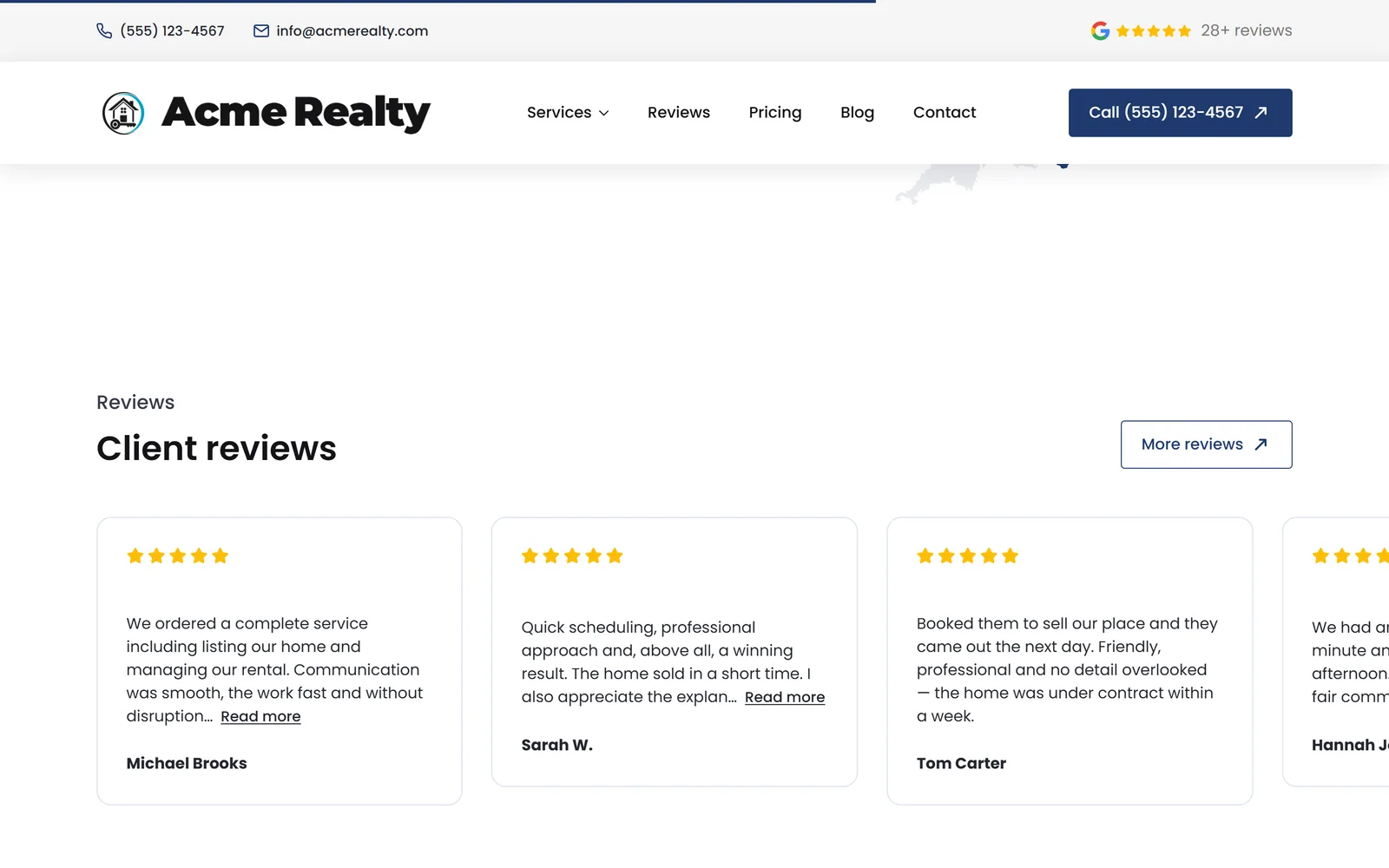 Reviews & trust — a real page from a site we build
